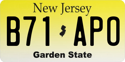 NJ license plate B71APO