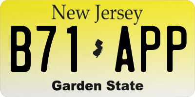 NJ license plate B71APP