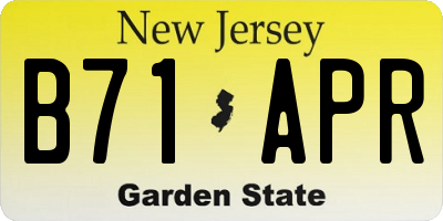 NJ license plate B71APR