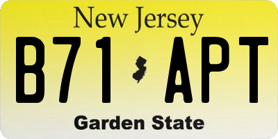 NJ license plate B71APT