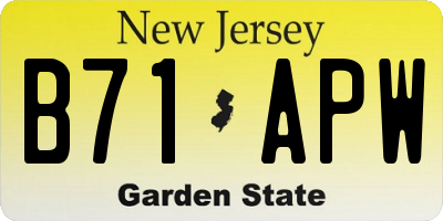 NJ license plate B71APW