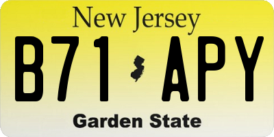 NJ license plate B71APY