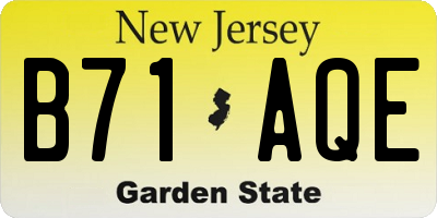 NJ license plate B71AQE