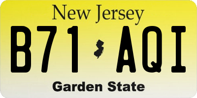 NJ license plate B71AQI
