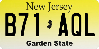 NJ license plate B71AQL