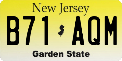 NJ license plate B71AQM