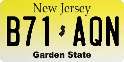 NJ license plate B71AQN