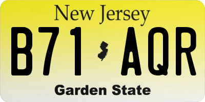 NJ license plate B71AQR