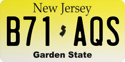 NJ license plate B71AQS
