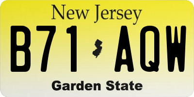 NJ license plate B71AQW