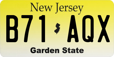 NJ license plate B71AQX