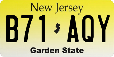 NJ license plate B71AQY