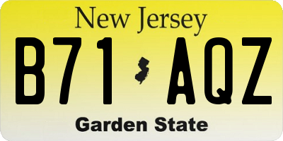 NJ license plate B71AQZ