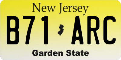 NJ license plate B71ARC