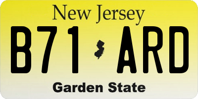 NJ license plate B71ARD