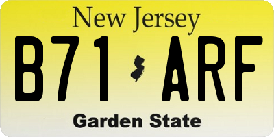 NJ license plate B71ARF