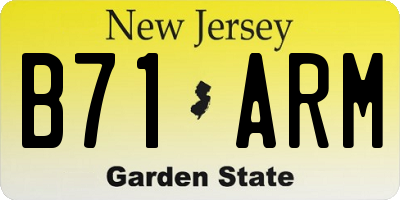NJ license plate B71ARM