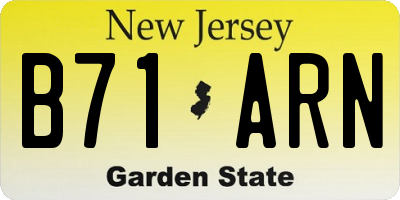 NJ license plate B71ARN