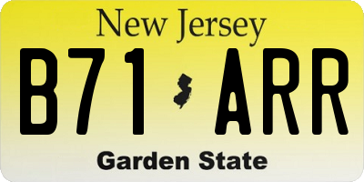 NJ license plate B71ARR