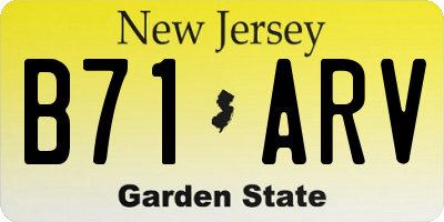 NJ license plate B71ARV