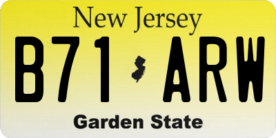 NJ license plate B71ARW