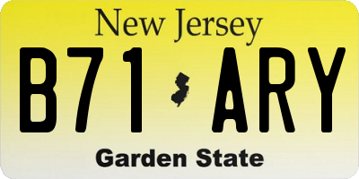 NJ license plate B71ARY