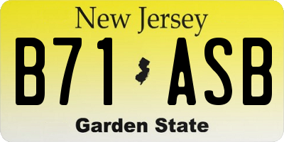 NJ license plate B71ASB