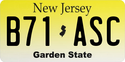 NJ license plate B71ASC