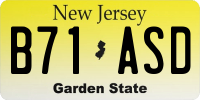 NJ license plate B71ASD