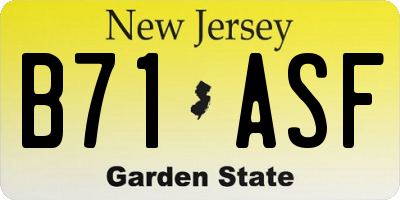 NJ license plate B71ASF