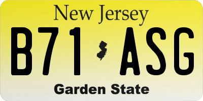 NJ license plate B71ASG