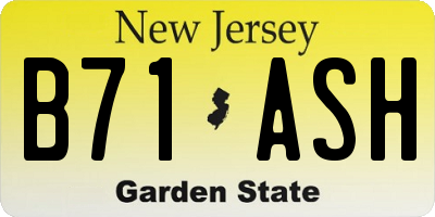 NJ license plate B71ASH