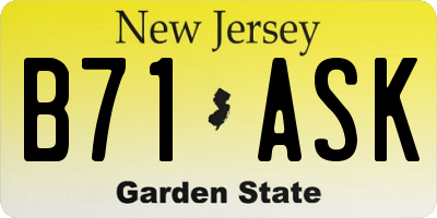 NJ license plate B71ASK