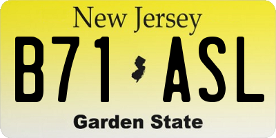 NJ license plate B71ASL