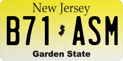 NJ license plate B71ASM