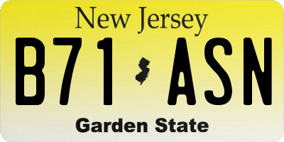 NJ license plate B71ASN