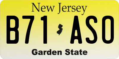 NJ license plate B71ASO