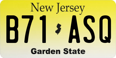 NJ license plate B71ASQ