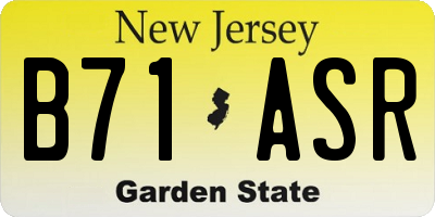 NJ license plate B71ASR
