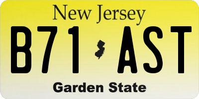 NJ license plate B71AST