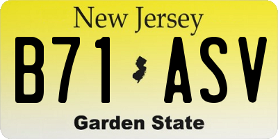 NJ license plate B71ASV