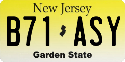 NJ license plate B71ASY