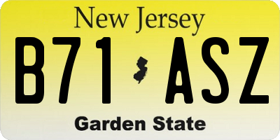 NJ license plate B71ASZ