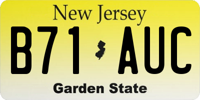 NJ license plate B71AUC