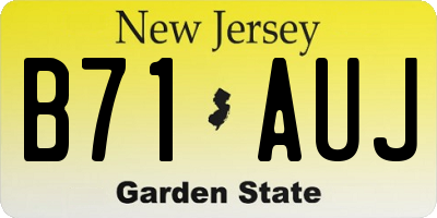 NJ license plate B71AUJ