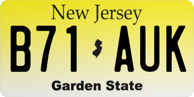 NJ license plate B71AUK