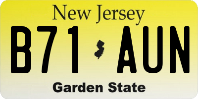NJ license plate B71AUN