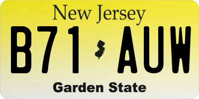 NJ license plate B71AUW