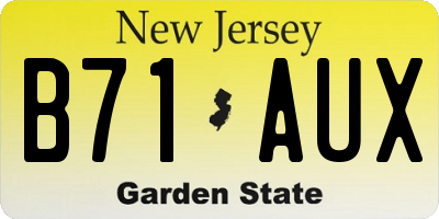 NJ license plate B71AUX