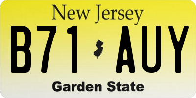 NJ license plate B71AUY